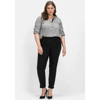 Schlupfhose SHEEGO, Damen, Gr. 50, Normalgrößen, schwarz, 98% Baumwolle, 2% Elasthan, unifarben, Hosen Schlupfhose