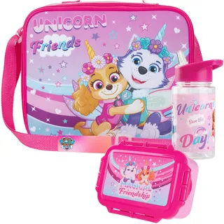 Get Trend Paw Patrol Brotdose Set mit Kühltasche Wasserflasche Lunchbox Kinder Isoliertasche mit Flasche Schule Kindergarten Picknick Mädchen Jungen (Rosa Paw Patrol)