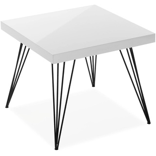 Versa Denver Beistelltisch für das Wohnzimmer, Schlafzimmer oder die Küche. Moderner, niedriger Tisch, Maßnahmen (H x L x B) 43 x 50 x 50 cm, Holz und Metall, Farbe: Weiß