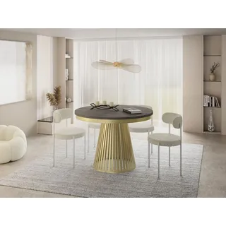 WFL GROUP Naro Ø 100 cm Beton-Optik Dunkelgrau/Gold