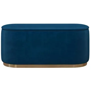 Dancan Pouf Scarlett mit Stauraum, goldene Basis, 110/47/45 cm, Marineblau , Dunkelblau , Textil , Oval , 110x47x45 cm , Wohnzimmer, Sessel, Hocker & Hockerbänke, Poufs
