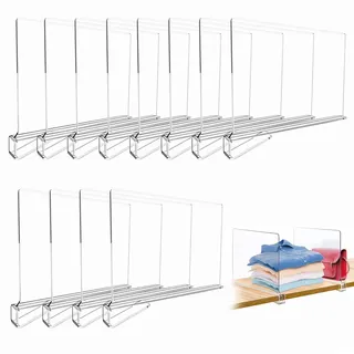 16 Stück Transparente Acryl Regal Wandregal, Multifunktionaler Regaltrenner, Verstellbarer Kleiderorganisator, für Closet Organizer Schränken die Aufbewahrung und Organisation