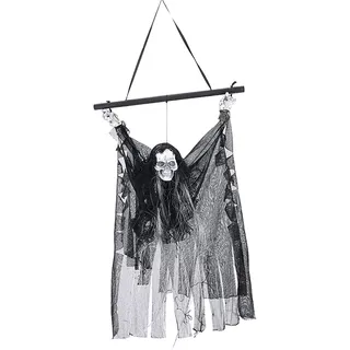 XGOPTS Halloween Deko Geist Skelett mit Led und Sound Halloweendeko Tür | Halloween Hängende Geist Skelett Deko, Horror Dekoknochen mit Licht, Halloween Hängende Deko Outdoor Sensenmann Totenkopf