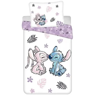 Disney Lilo + Stitch Bettwäsche 140x200 + 70x90 cm, 100% Baumwolle