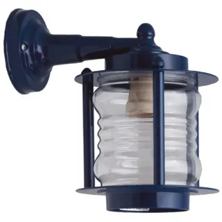 Außenleuchte Wand E27 Messing Glas IP64 h: 24 cm Blau Maritim Lampe Haustür
