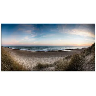 Artland Glasbild »Strand und Sanddünen am Hengistbury Head«, Küste, (1 St.), in verschiedenen Größen, blau