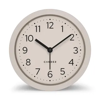 Cander Berlin MNU 2012 D Wecker lautlos ohne Ticken 12 cm analog batteriebetrieben warmgrau modern