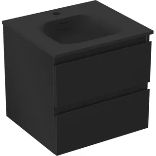 Mexen Orio Badezimmerschrank 50 cm mit Waschbecken Vela, 2 Schubladen, schwarz matt - 91A10-05047-2-BFF71-W23M71 - Schwarz