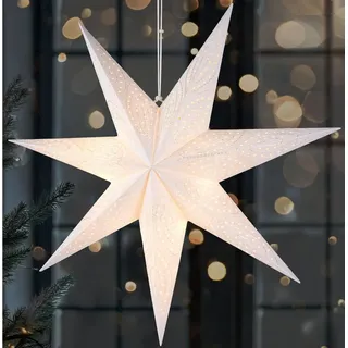 Brubaker 60 cm Papier Weihnachtsstern zum Aufhängen - LED Adventsstern für Weihnachtsdeko und Fenster - Weiß