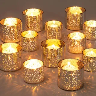 NUPTIO Teelichthalter Teelichter Teelichtgläser Silber Klein 12 Stück | 4cm 5cm Höhe Teelicht Windlicht Schwimmkerzen Teelichtglas Kerzenhalter Gläser Votivkerzenhalter Weihnachten Deko Hochzeit