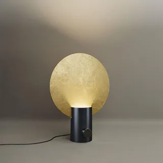 s.luce Tischlampe Cloud Blattgold Ø 30cm , Goldfarben , Metall , Rund , Gu10 , 30x44x44 cm , Lampen & Leuchten, Innenbeleuchtung, Tischlampen