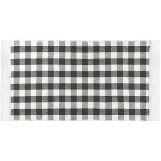 Küchenläufer Anthrazit Kariert 50 x 100 cm aus 100% Baumwolle • Küchenläufer waschbar und robust • Teppich für Küche, Flur, Wohnzimmer - Indoor und Outdoor