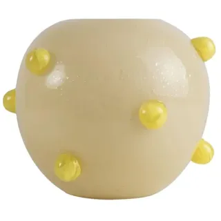 ByON Vase Arlo – Mundgeblasene Design-Vase aus Glas in Beige/Gelb – Ø30 x H23 cm – Handgefertigtes Deko-Highlight mit Glaskugeln – Unikat von Byon Studio, 5280608010