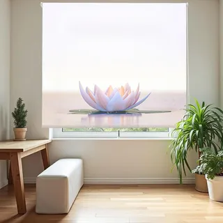 Blindecor Digital | Rollo transparent Bedruckt | Familie Zen| Modell Z-LOTUSCALM | 130 x 180 cm (Breite x Höhe) | Stoffgröße 126 x 175 cm | Fensterrollos
