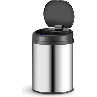 Juskys Runder Mülleimer 30 l Silber