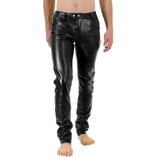 Bockle® DOUBLE LAMB Leather Jeans Lederhose Lederjeans Echtleder Lamm Leder, W31/L32 - Schwarz