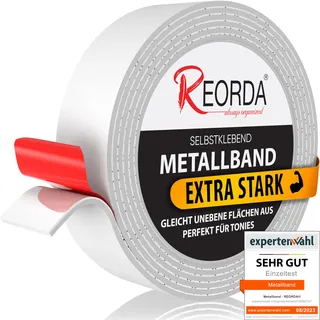 Reorda® Metallband - Ideal für Tonie Tribüne, Magnete & Tonie Figuren dank hohem Metallanteil - Magnetband selbstklebend | Magnetleiste selbstklebend | Magnetband ist vielseitig verwendbar