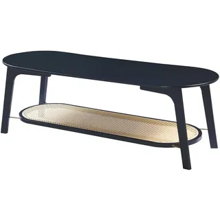 [en.casa] Couchtisch Taivalkoski 120x43x40 cm Schwarz/Rattanoptik