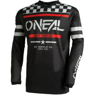 O'NEAL | Motocross-Jersey langarm | MX Enduro | Gepolsterter Ellbogenschutz, V-Ausschnitt, atmungsaktiv | Element Jersey Squadron V.22 | Erwachsene | Schwarz Grau | Größe S