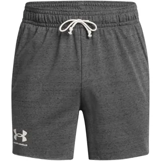 Under Armour Herren Rival Terry 6in Short warme - Castlerock & schnelltrocknende Laufshorts mit Zugkordel,Castlerock / / Onyx White,SM