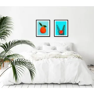 Bild QUEENCE "Ruben", blau (farbe rahmen: schwarz, farbe bild(er): blau), B:50cm H:70cm, Acrylglas, Holz, Papier, Bilder, Bild, HD Premium Poster-Druck inkl. Holzrahmen