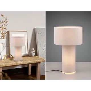 Große LED Tischleuchte Bauhaus Stil Stofflampe in Grau Nachttischleuchte 40cm
