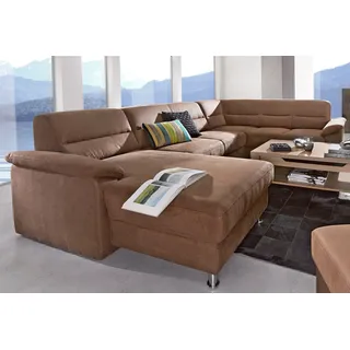 sit&more Wohnlandschaft Kunstleder U-Form 3-Sitzer Braun