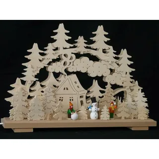 Schwibbogen el. Beleuchtet Schneemann bauen und Schneeball werfen b x h= 50x35cm