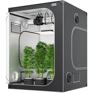 VEVOR Grow-Zelt, 152,4 x 152,4 x 203,2 cm, Indoor-Growzelt, hydroponische Fenstertür-Ablage
