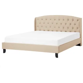 Beliani Polsterbett Beige Bordeaux - Textil , 140x200 cm , Schlafzimmer, Betten, Polsterbetten