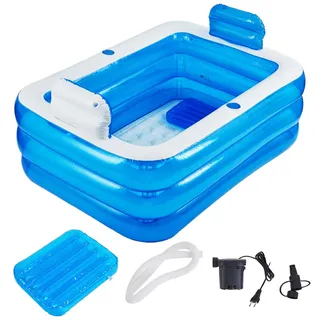 Kinbolas Aufblasbarer Pool,Badewanne Faltbare Aufblasbar für Erwachsene,Whirlpool Outdoor,Planschbecken für Balkon Garten,Pool Rechteckig mit Großer RüCkenlehne Sitz und GeträNkehalter