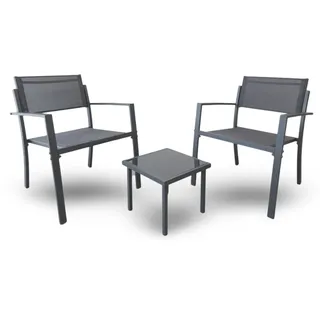 Balkonset 3-teilig Stühle und kleiner Glastisch Garten Terrasse Balkon Möbel set