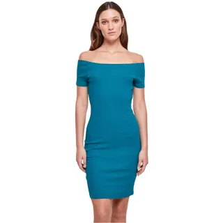Urban Classics Ladies Off Shoulder Rib Dress Frauen Kurzes Kleid grün L