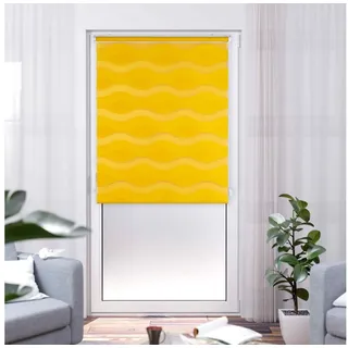 K-HOME Doppelrollo Welle 80 x 200 cm gelb