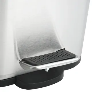 Spirella Kosmetikeimer 5 Liter Edelstahl mit Absenkautomatik und Inneneimer "Erik" Badezimmer Mülleimer Softclose Abfalleimer silber Bambus - Silber, Braun