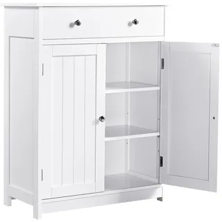 Yaheetech Badschrank Küchenschrank Kommode Aufbewahrungsschrank mit Schublade und Doppeltür Badezimmer 60 x 30 x 80 cm LBH Weiß