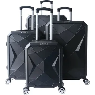 4 tlg Reisekoffer Koffer Hartschale Trolley Set Kofferset Handgepäck Gepäck Reisetasche Schwarz - Schwarz