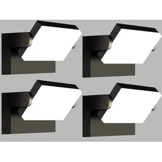 Kingwen 4 Stücke 40W LED Wandleuchte Innen/Aussen Wandlampe Schwarz 6000K LED Aussenleuchte mit 360°Schwenkbar Modern Wandlampe Panel Außenlampe Wandbeleuchtung innen IP65