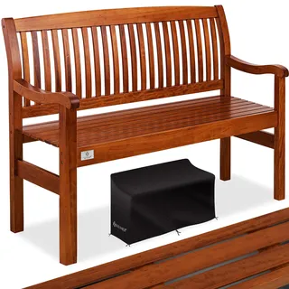 KESSER® Gartenbank Holz Parkbank wetterfest für 3-4 Personen, 320kg belastbar, inkl. Cover - Dunkelbraun