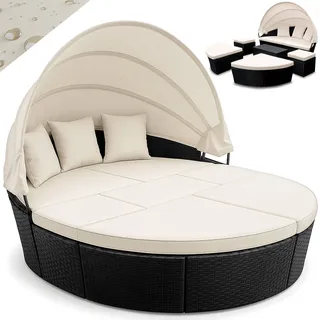 Polyrattan Sonneninsel Schwarz oval 226cm