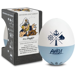 AHOI PiepEi - Singende Eieruhr zum Mitkochen - Eierkocher für 3 Härtegrade - Maritime Geschenke - Lustiges Kochei - Musik Eggtimer - Brainstream