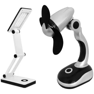 Set LED SMD Tischlampe & Schreibtisch Handventilator Tischleuchte ventilator