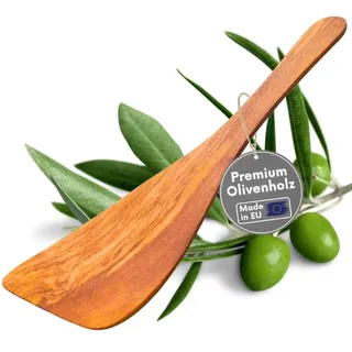 Premium Wender 32 cm aus Olivenholz, Made in EU, hochwertige Küchenutensilien, nachhaltiger Küchenhelfer Oliven Holz, pflegeleicht & langlebig (Pfannenwender 32 cm)