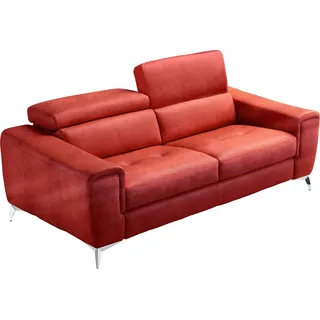 Egoitaliano Schlafsofa »Francine Designsofa, Loungesofa mit Dauerschlaffunktion, Breite 233 cm« mit Bettfunktion, Luxus-Microfaser Lederoptik, marsala, Fußfarbe chrom, rot