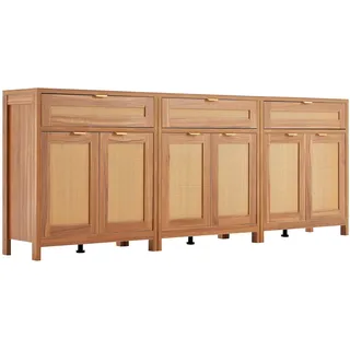 Vevor Buffetschrank Rattankommode 3 STK. Braun