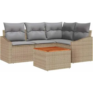 vidaXL Gartensofa-set mit Kissen 5 pcs Beige Poly-Rattan - Beige