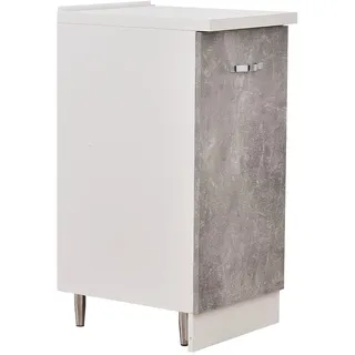 Shally Dogan Unterschrank für Küche mit Einzeltür und Zwei Fächern, Schrank mit Rahmen aus Holz, robust und langlebig, Farbe Grau Beton, Möbel, Maße 40 x 50 x 85 cm