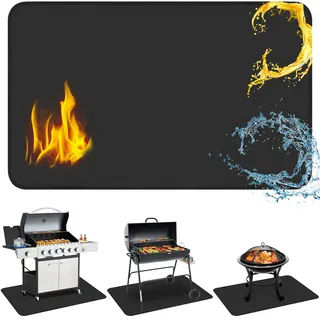 Feuerfeste Unterlage, 180x100cm Faltbare Grillmatte Hitzeschutzmatte, Bodenschutz Grillunterlage, 3 Schicht Feuerschutzmatte für BBQ Grills, Boden, Kamin, Rasen und Camping