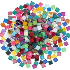 Kristallmosaikfliesen in verschiedenen Farben, 200 g, kleine transparente Glasmosaikfliesen für Handwerk, Badezimmer, Küche, Heimdekoration, DIY-Projekte, quadratisch