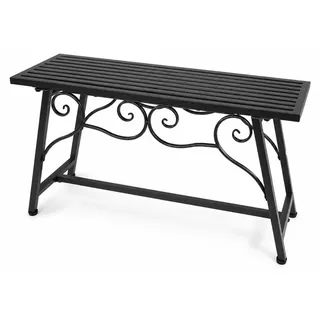 Gartenbank Metall Schwarz ohne Rückenlehne für Balkon und Garten - Schwarz
